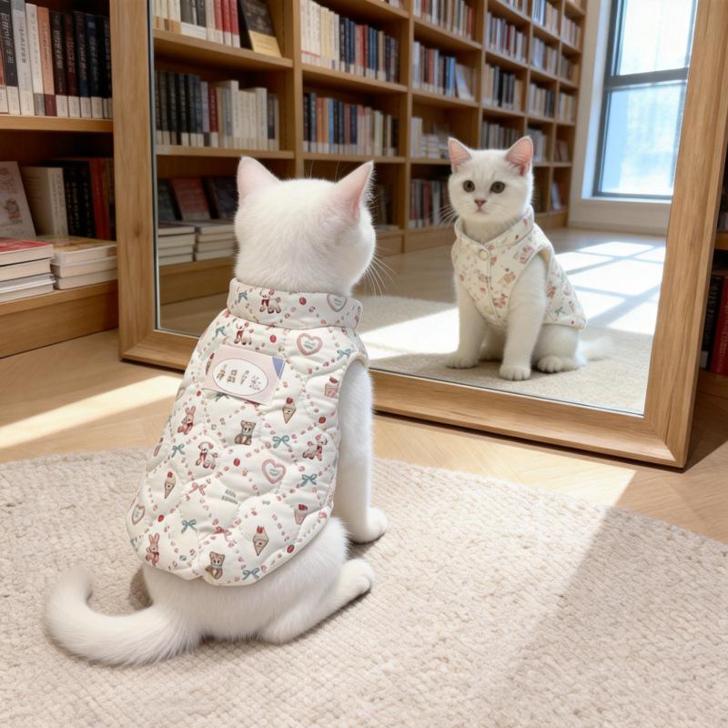 Korean version of autumn and winter dog warm cotton clothes pet vest jacket cute Schnauzer teddy than bear cat vest