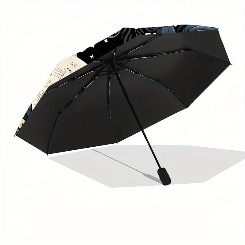 1pc Cats YinYang Automatic Open/Close Umbrella with One Touch Button, Compact Folding Canopy, Sturdy 8 Rib Windproof Design   Lightweight  07