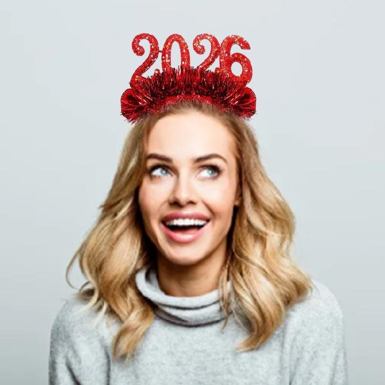 2026 Themed Fabric Hair Accessory Practical Headbands Glittering Numeric Design For Countdown Event Family Gatherings