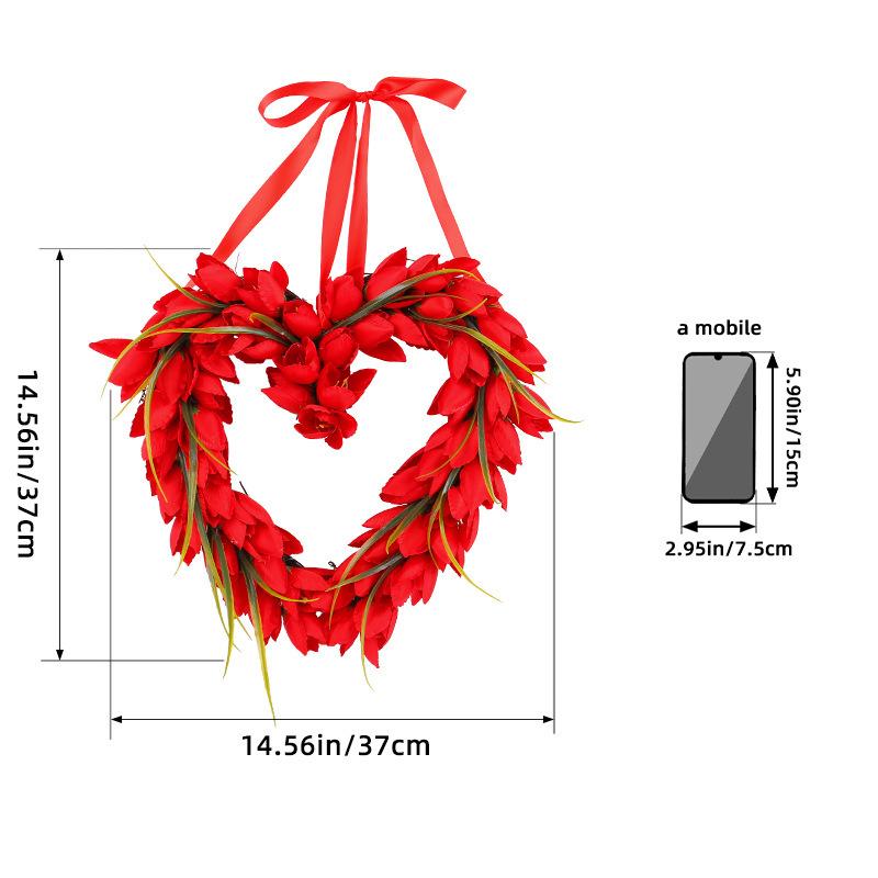 2024 Valentine'S Day Decorative Pendant Tulip Love Wreath Qixi Festival Decorative Proposal Scene Arrangement Props