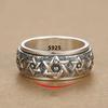 Rotatable S925 Silver Ring for Men Vintage Retro Stars Auspicious Cloud Couple Band Women Index Finger Accessories