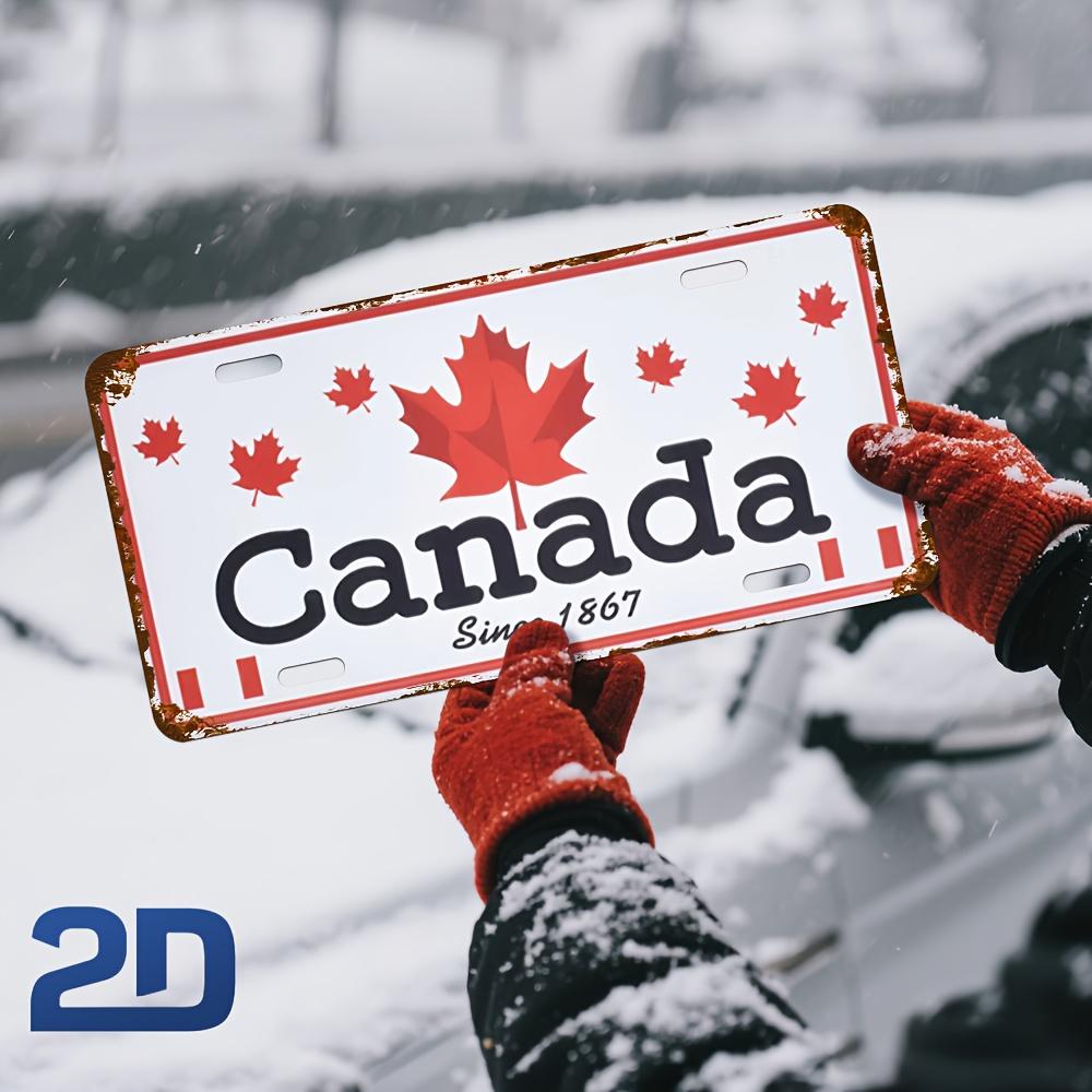 

D Flat Printing Vintage Distressed Canada Since with Maple Leaf Illustration Aluminum Tin Painting License Plate Style 15x30cm(5.9x7.8inch)