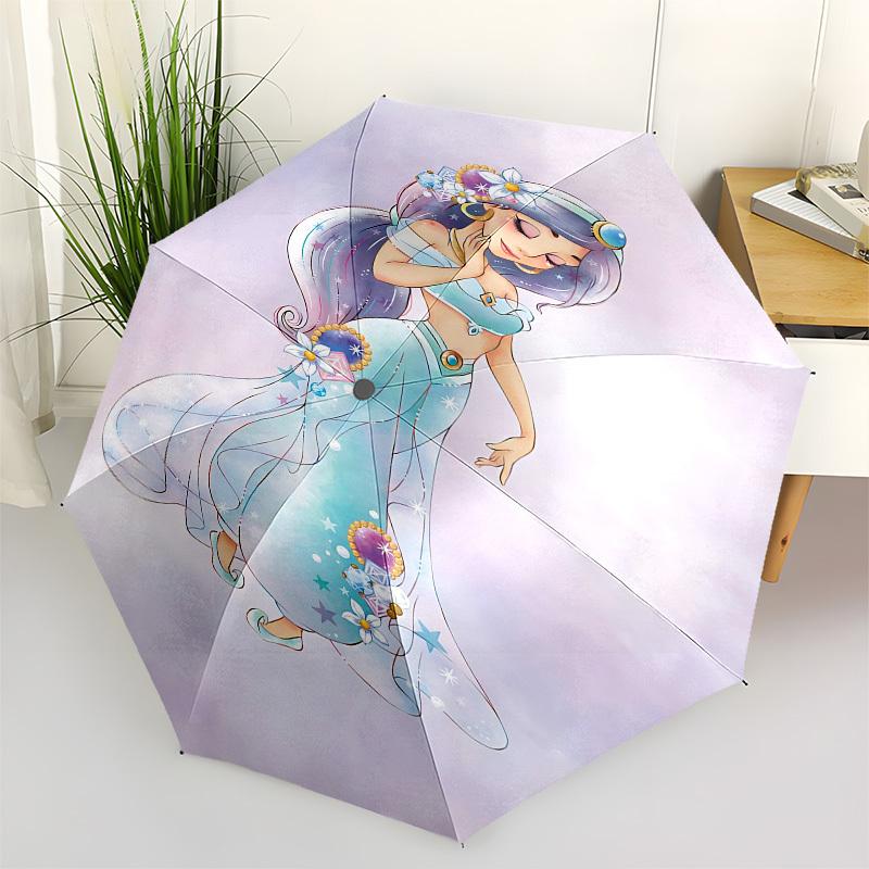 

Jasmine, Genie Themed Automatic Opening and Closing Umbrella, Brightly Colored 8-rib Portable Umbrella, Suitable for Men and Women, A Perfect Gift for