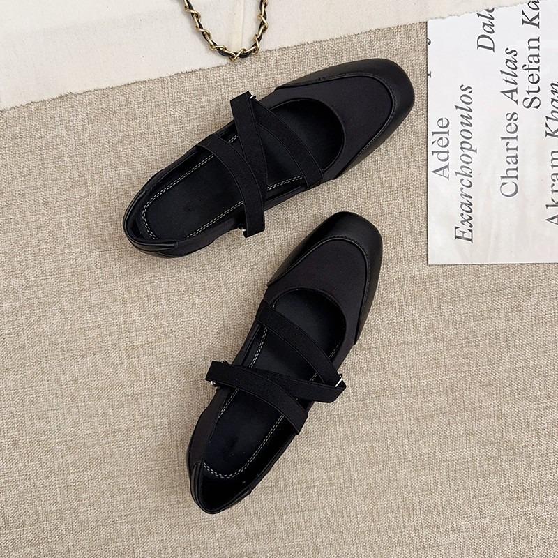 Ballet Mary Jane Shoes Women's Spring New Square Head Retro Black Single Shoes Casual Small Leather Shoes