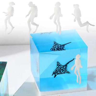 Dekorative Taucher Actionfiguren Modell Unbemalt 3D Mikro Landschaft Taucher Modell Weißer Kunststoff Taucher Figur Aquarium