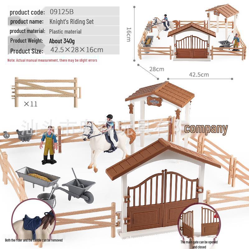Farm Animal and Human Figures Playset with Fences: Rabbit, Sheep, Donkey, Cow - Parent-Child Simulation Toy