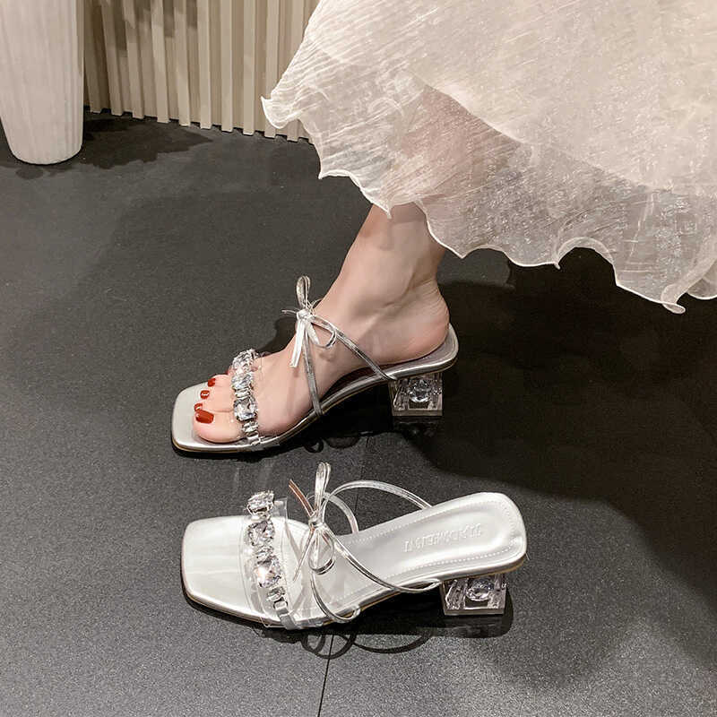 Large Size Sandals Women's Wide Fat Feet Women's Shoes Summer 2025 Summer New High Heels Outer Wear Slippers Low Heel PVC Sandals