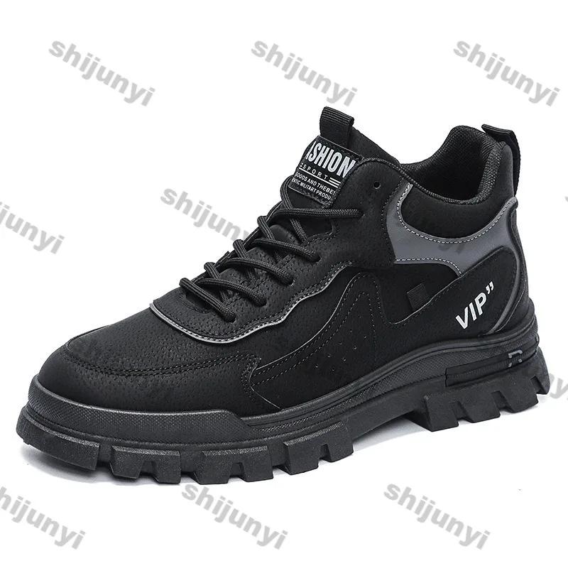Men's Boots Sneakers 2025 Spring Autumn New Platform British Casual Shoes Outdoor Boots Lace Up Anti Slip Ankle Boots Zapatos