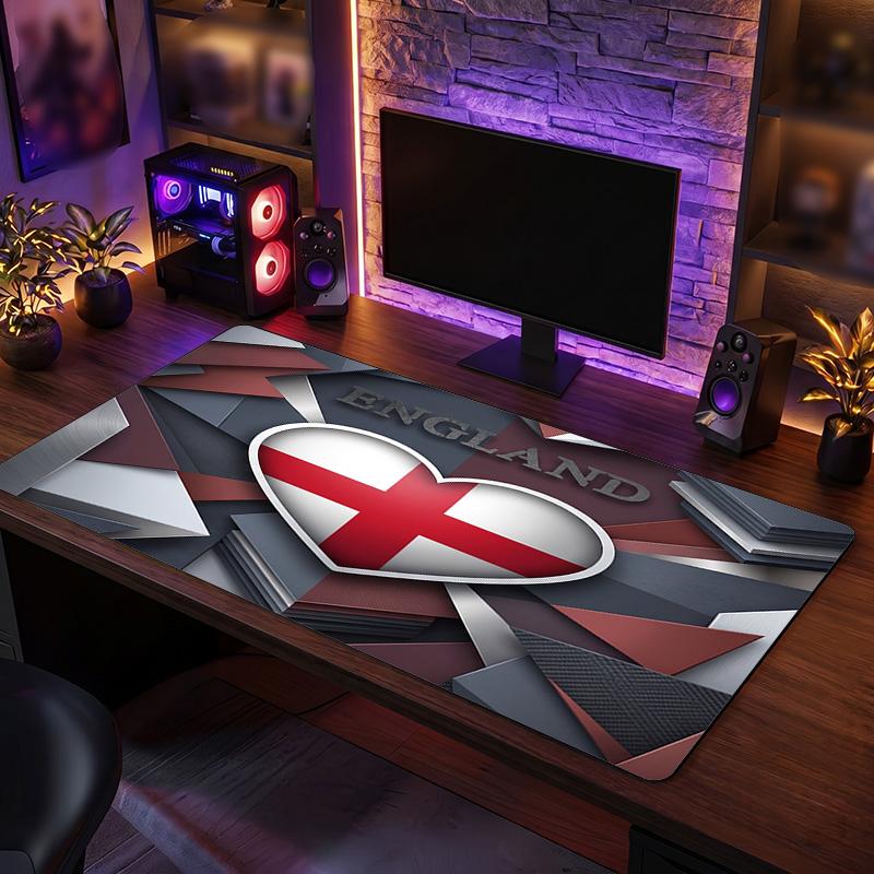 England Football Crest Mouse Pad, Extended Non Slip Rubber Desk Mat for Gaming Office Laptop Fan Gift