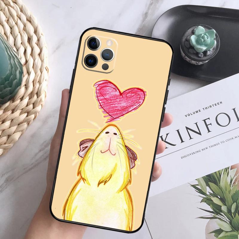 Cute Cartoon Guinea Pig Phone Case For iPhone 16 Pro 11 12 13 14 15 Pro Max Mini XS X XR 7 8 16 Plus Cover Coque