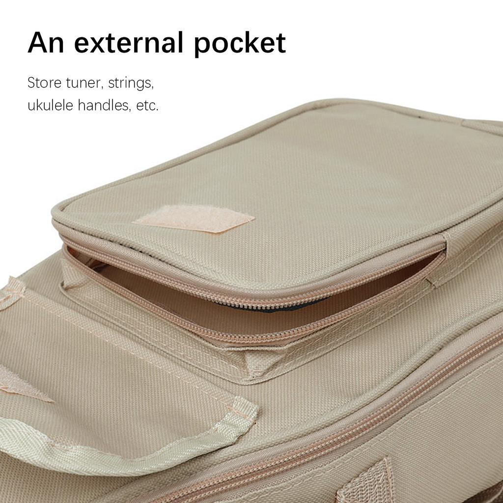Ukulele Carry Bag Case Guitar Parts Musical Instrument Accessories Beige 24in IN‑25