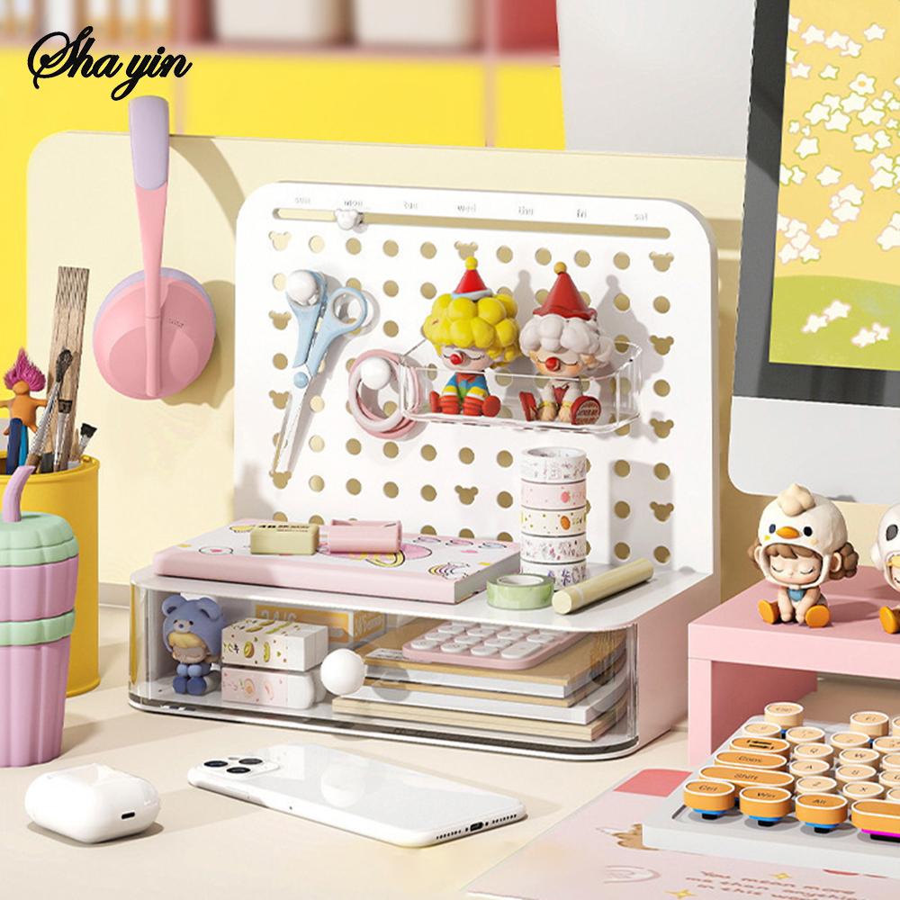 Desk Storage Pen Holder Perforated Board Bookshelf Stationery Storage Box Office Desk Perforated Board Storage Box