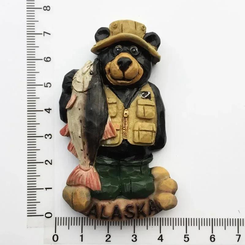 USA Alaska Bear Kawaii Fridge Magnets Tourism Souvenir British Canada Bear Refrigerator Magnetic Stickers Cute Magnet Decor Gift