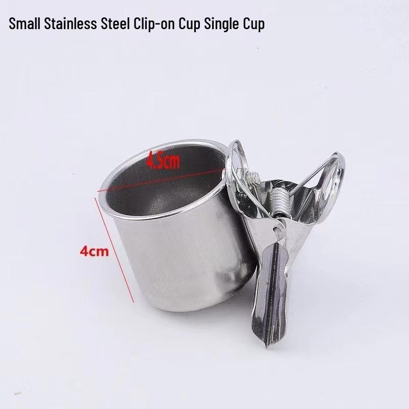 Stainless Steel Bird Feeder Cup for Budgies and Cockatiels - Food and Water Dish Birdcage Accessory.