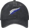 New Zealand Blue Silver Fern Washed Denim Baseball Cap Adjustable Unisex Dad Hat