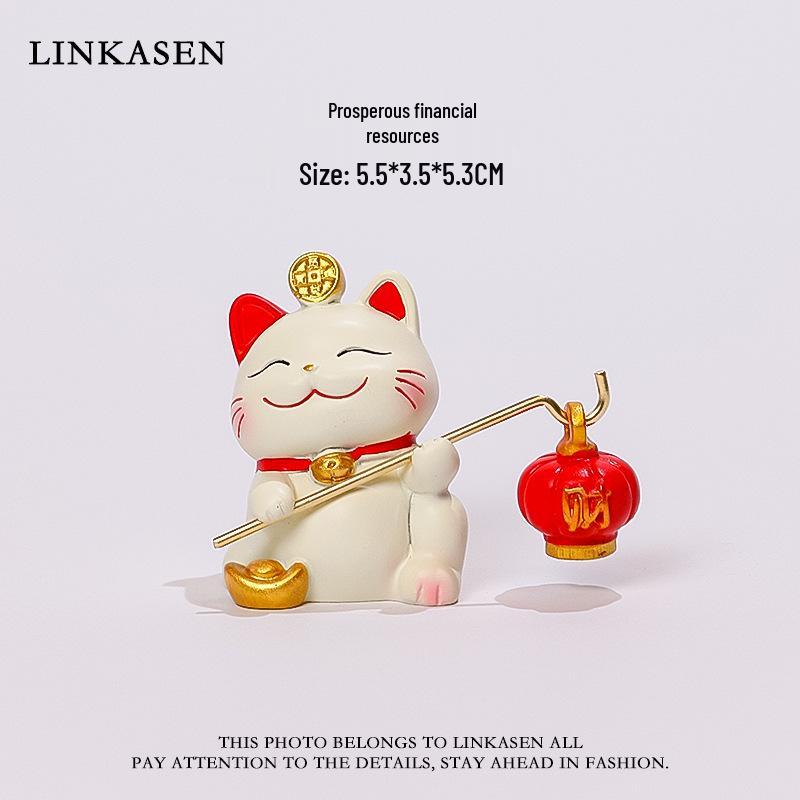 Cute Cartoon Lucky Cat Resin Ornament - 2025 Creative Office & Desktop Decor