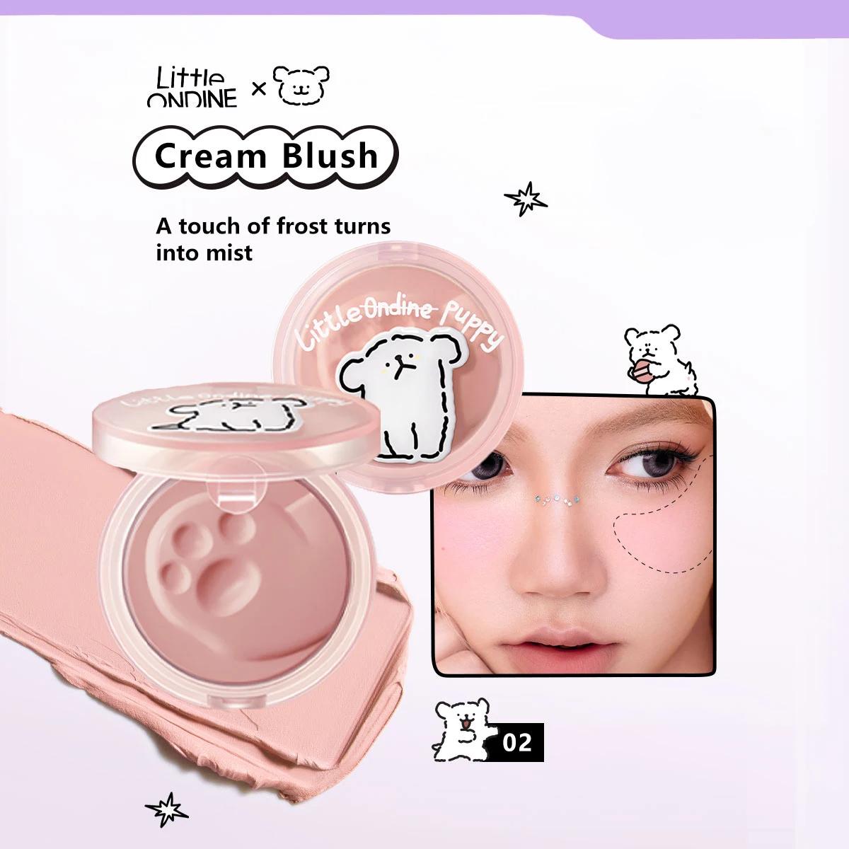 Little ONDINE Cream Blush,Silky Cream Texture,Cute IP,Smooth & Blendable,Natural Skin-Fusion Color,Long-Lasting&Fade-Resistant 02