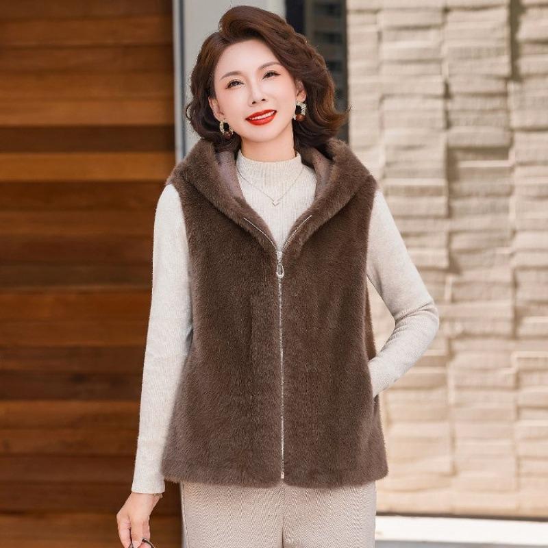 

Осень и зима новая модная жилетка мягкая и удобная норковая жилетка с капюшоном теплая жилетка топ 2XL recommends 140-77.5kg
