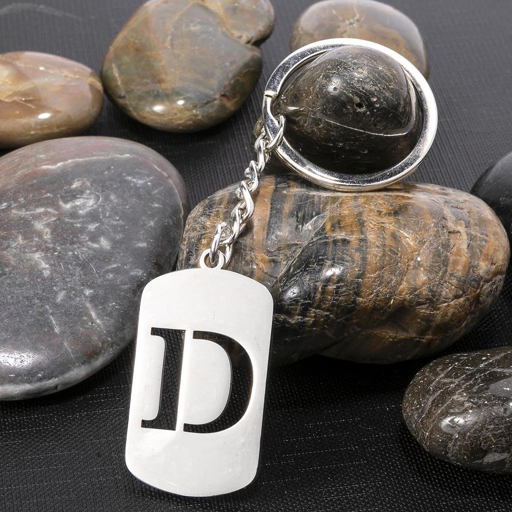 Stainless Steel Alphabet Charm Keychain - Smooth Surface, Retro Style Gift Pendant