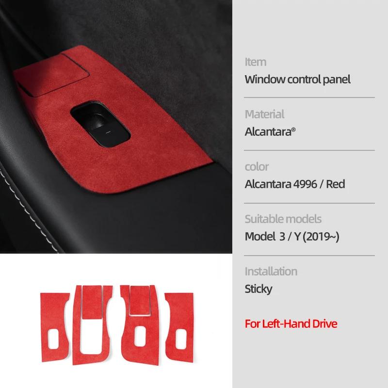 For Tesla Model 3 Model Y 2019-2025 Made of Alcantara Window Lifter Panel Trim Protector Sticker Car Interior Tuning Accessories