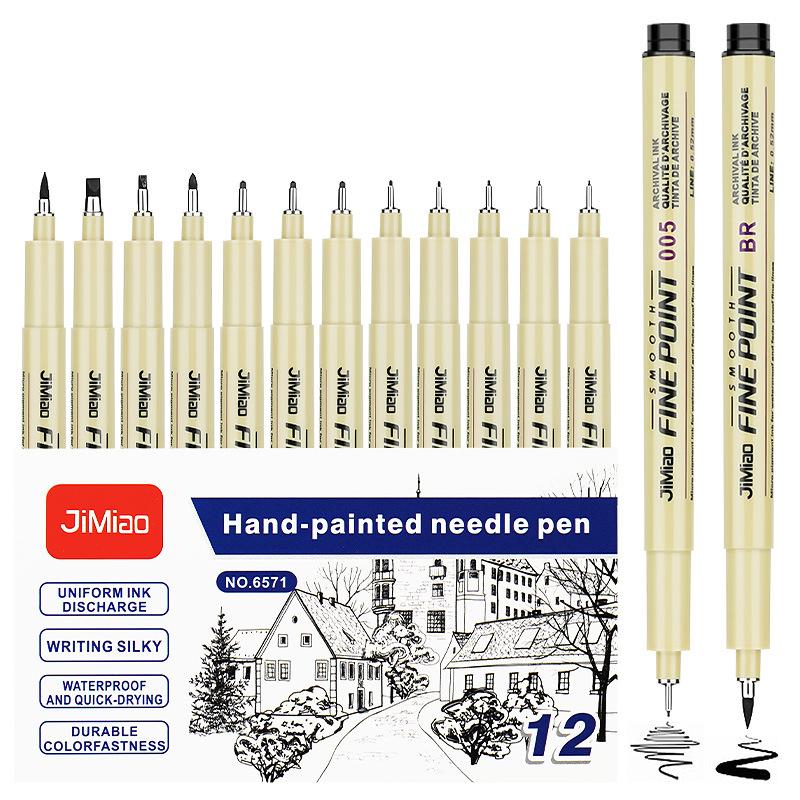 Professional 6/12pc Manga Art Marker Set Fine Line Sketch Pens For Drawing Illustration & Calligraphy Artist School Supplies Kit