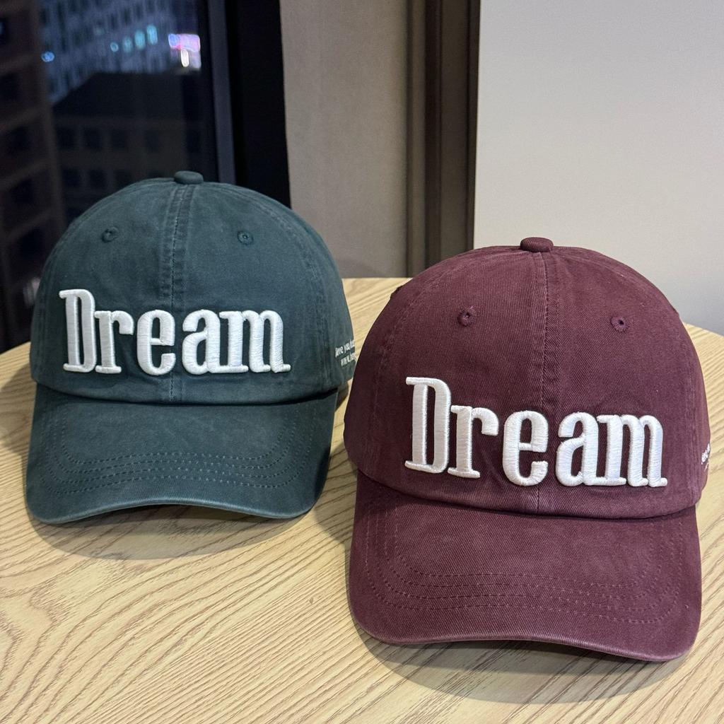 Three dimensional Letter Embroidery Baseball Cap for Women Trendy Soft Top Face Showing Small Retro Curved Brim Duck Cap for Men