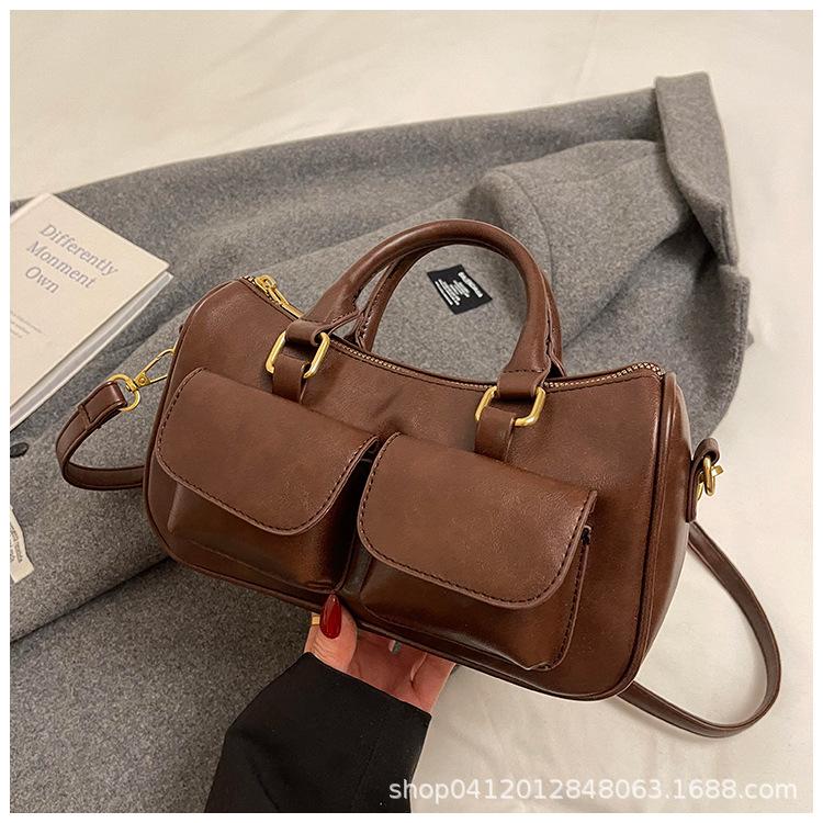 Premium Niche Bag Women's Double Pocket Retro 2025 New Casual Versatile Messenger Bag Portable Pillow Bag