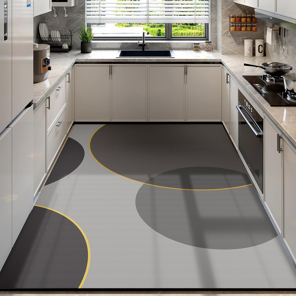 New kitchen floor mat, large-area, full-coverage, stain-resistant, diatomaceous earth, non-slip, water-absorbing, oil-absorbing, quick-drying