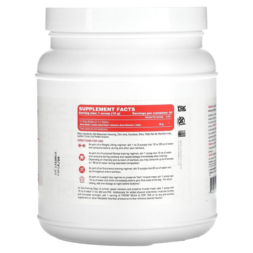 Tri-Pep Verzweigtkettige Aminosäuren, Wassermelone, 400G(14.1Oz)