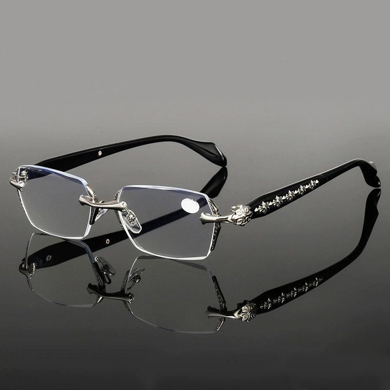 Fashion Harajuku Style Myopia Glasses 0~400 Men Women Anti Radiation Cutting Anti Blue Light Rimless Presbyopia Eyewear