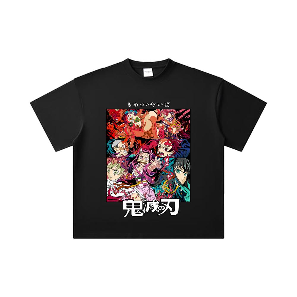 260 GSM Double Yarn 32 Count 100% Cotton Demon Slayer V26 Print Unisex Heavy Cotton T Shirt