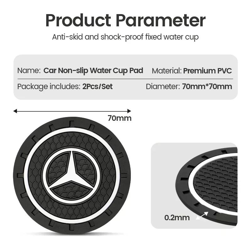 SUD2 2pc Car Cup Holder Coaster Non Slip Pad Mat Interior Decor Accessorie For Mercedes Benz AMG GLC GLE GLB GLS W204 W205 W203 W211