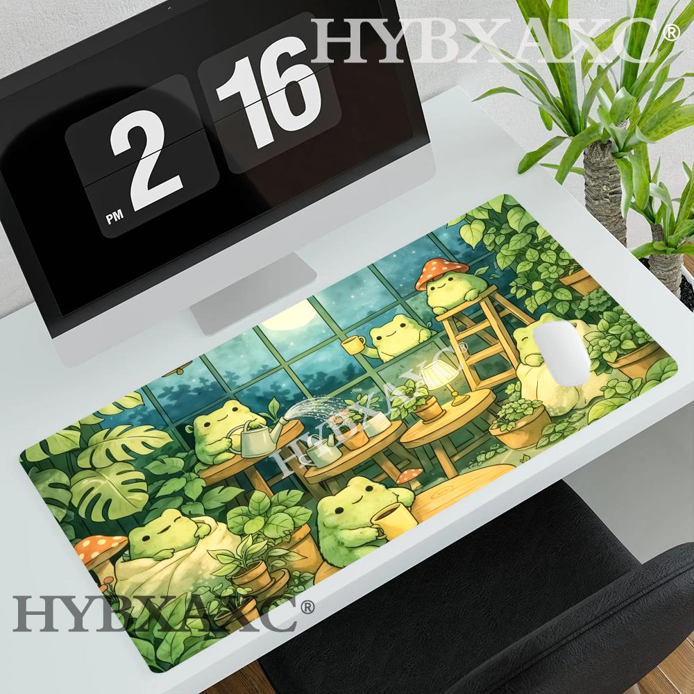 HYBXAXC Cute Frog In the Pond Mouse Pad Large Computer Office Game Table Mat XXL Rubber Nonslip Gaming Keyboard Long Desk Pads
