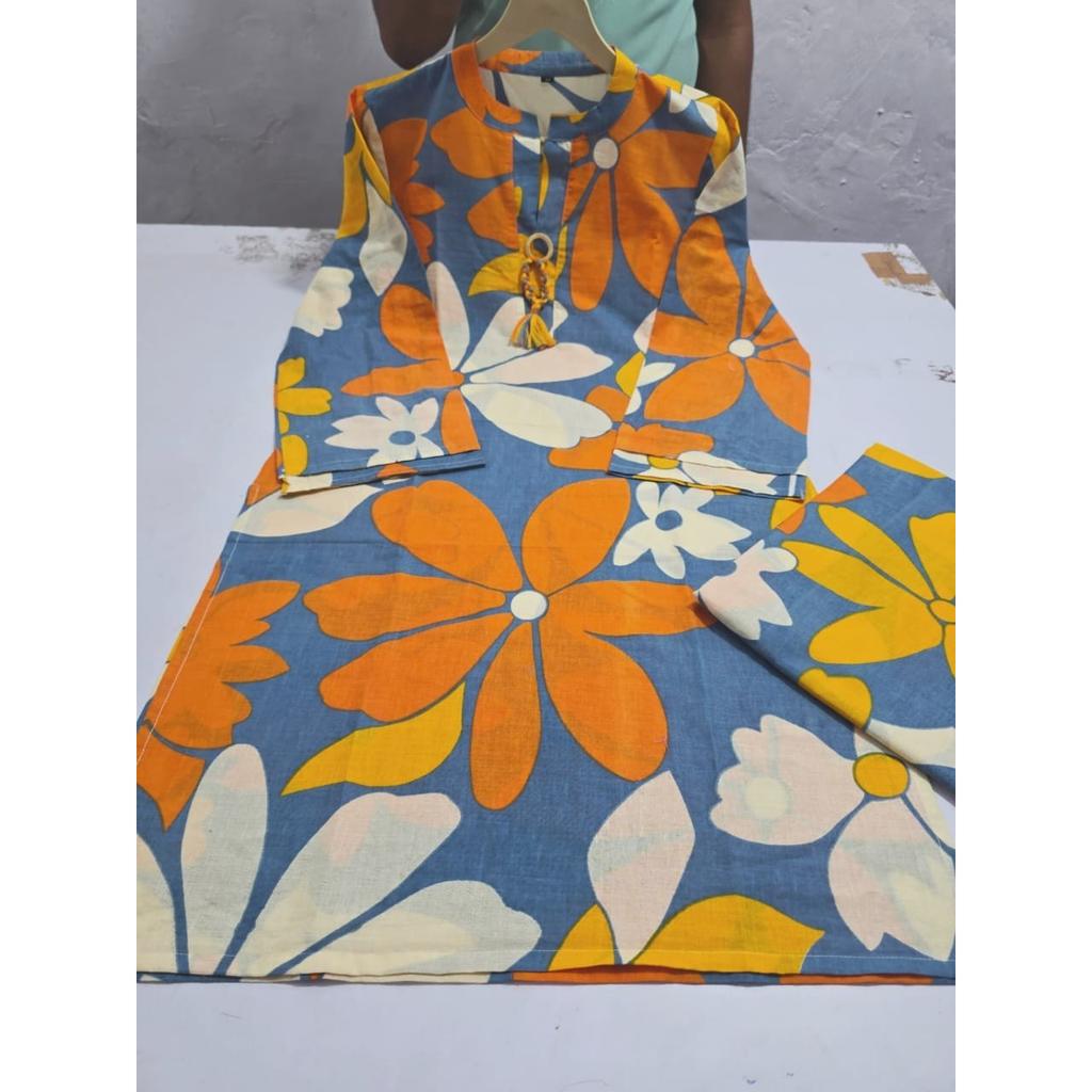 Multicolor Flower Printed Kurti Palazzo Set Indian Women Casual Wear Kurta Set