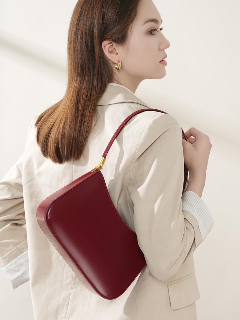 Niche Design Women's Handbag Genuine Leather Baguette Bag  Luxury Design French Underarm Bag Shoulder Vintage Armpit Bag