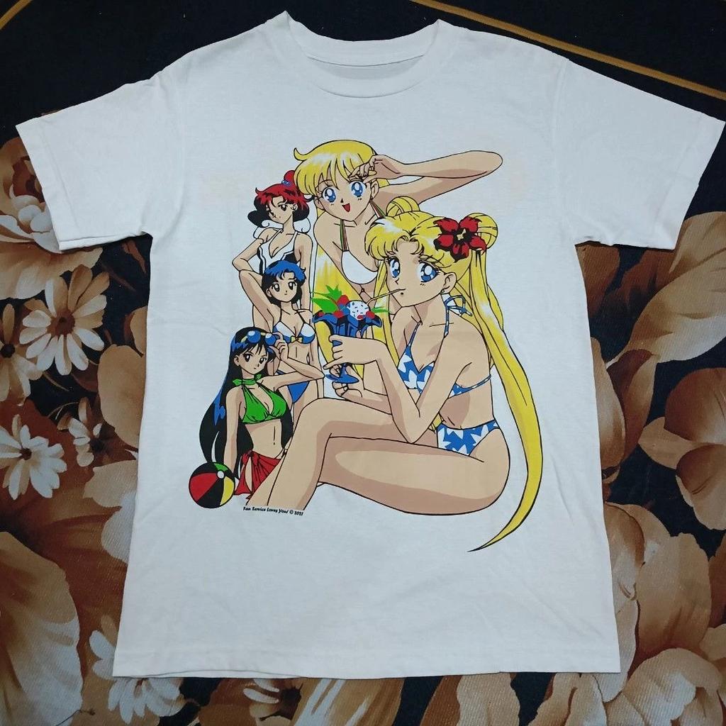 T Shirt 90s Anime Sailor Moon Retro Graphic Summer Cotton Unisex Women Tee Streetwear Casual Trend Short Sleeve Couple Hip Hop Top