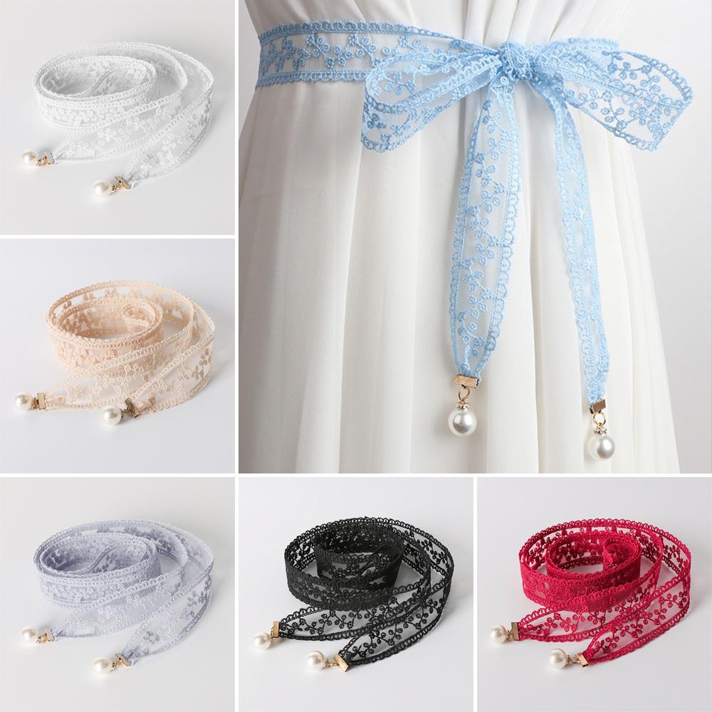 Elegant Style Pearl Pendant Belt Sweet Design Dress Waist Chain Lace Waist Belt for Women