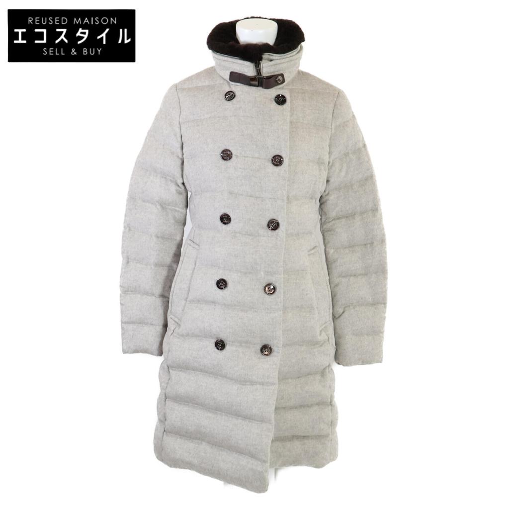 MOORER [Good Condition/domestic Regular] LONGAN-LS9 Wool X Cashmere Chin Strap Double-breasted Down Jacket Coat 40 grayUsed