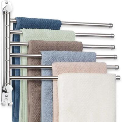 Portasciugamani girevole in acciaio inossidabile Portasciugamani con rotazione a 180 gradi a 4/6 bracci Portasciugamani a parete per accessori da bagno