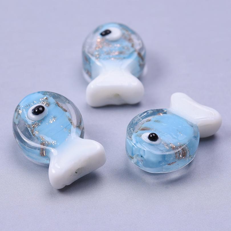 

12pcs/Lot Mixed Patterned Stripe Fish Beads For Jewelry Making Supplies Cute Animal Glass Spacer Bead Handmade Bracelets Anklets