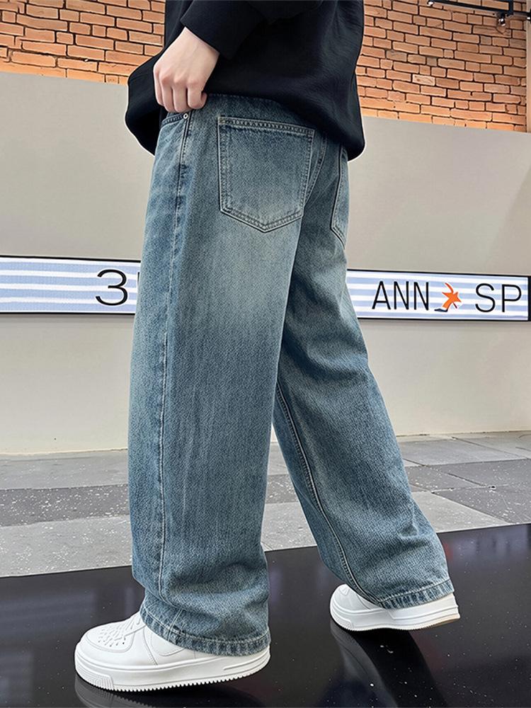 Trendige Koreanische Jeans für Kinder - Lässige Sportliche Straight-Leg Hosen für Teenager für Frühling/Herbst