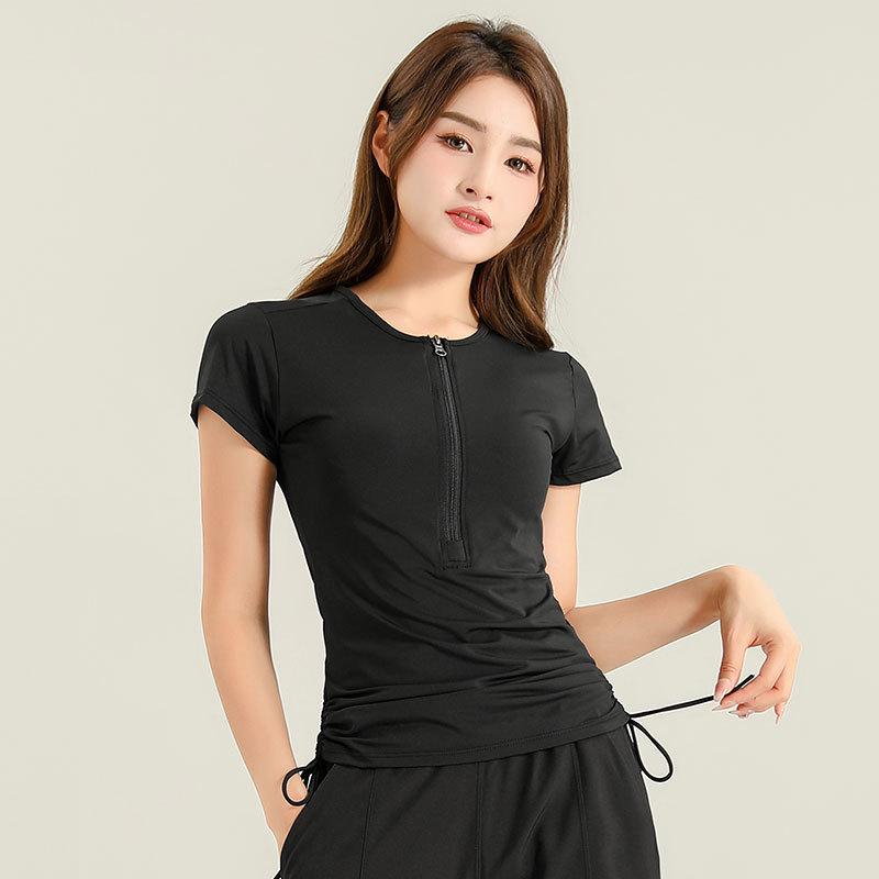 Women's High-End Quick-Dry Yoga & Running Set: Summer Half-Zip Short Sleeve Top with Loose Casual Ice Silk Pants