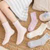 Winter Autumn Warm Fluffy Fuzzy Bowknot Socks Thick Thermal Soft Kawaii Middle Socks Coral Woman Fleece Floor Sleep Socks