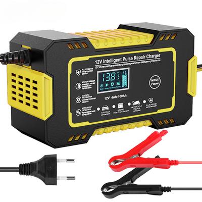 Car Battery Charger 12V 6A Touch Screen Pulse Repair LCD For Auto Moto Fast Power Charging Wet Dry Lead Acid Digital LCD Display