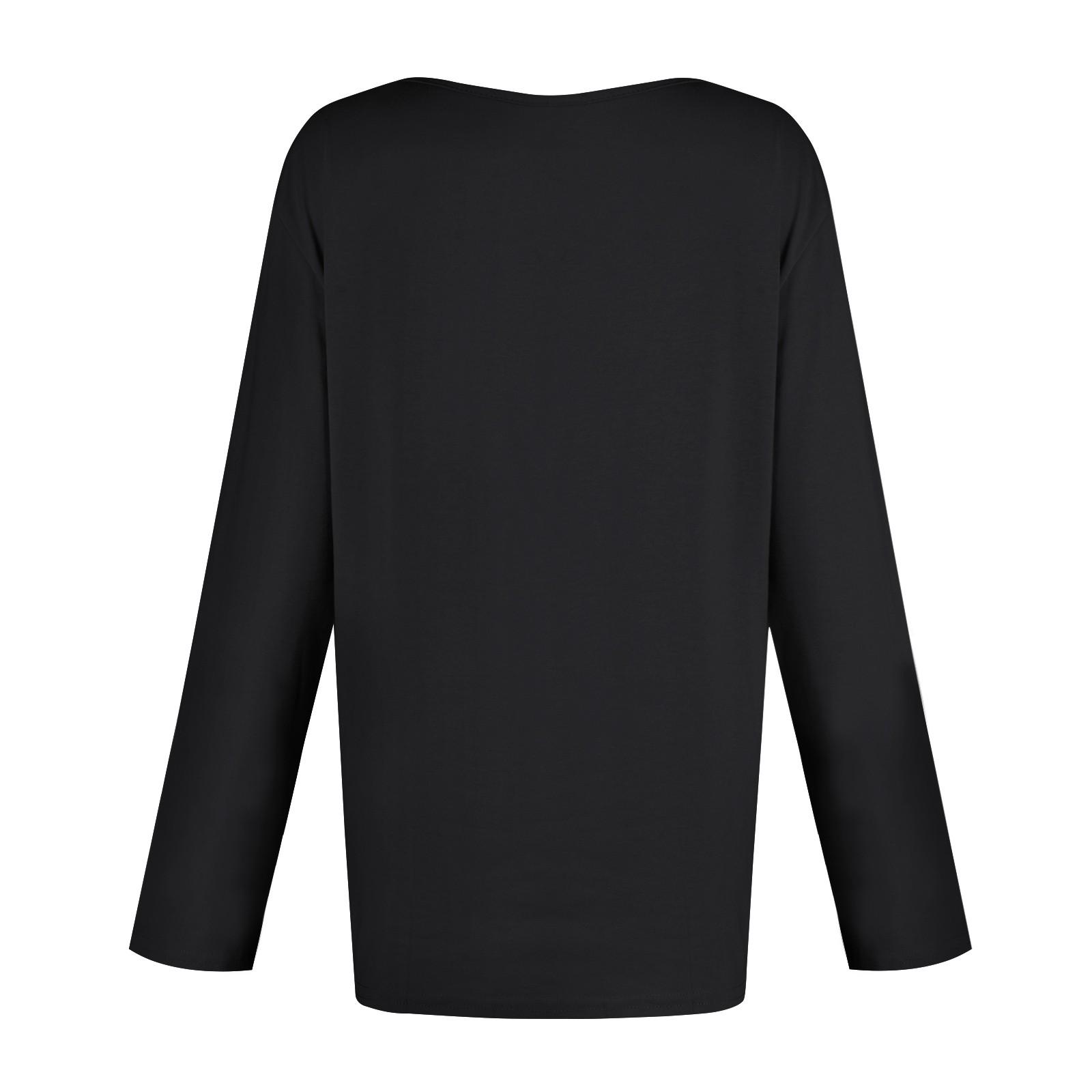 Женский повседневный однотонный топ с круглым вырезом и длинными рукавами XXL розовый — фото 4