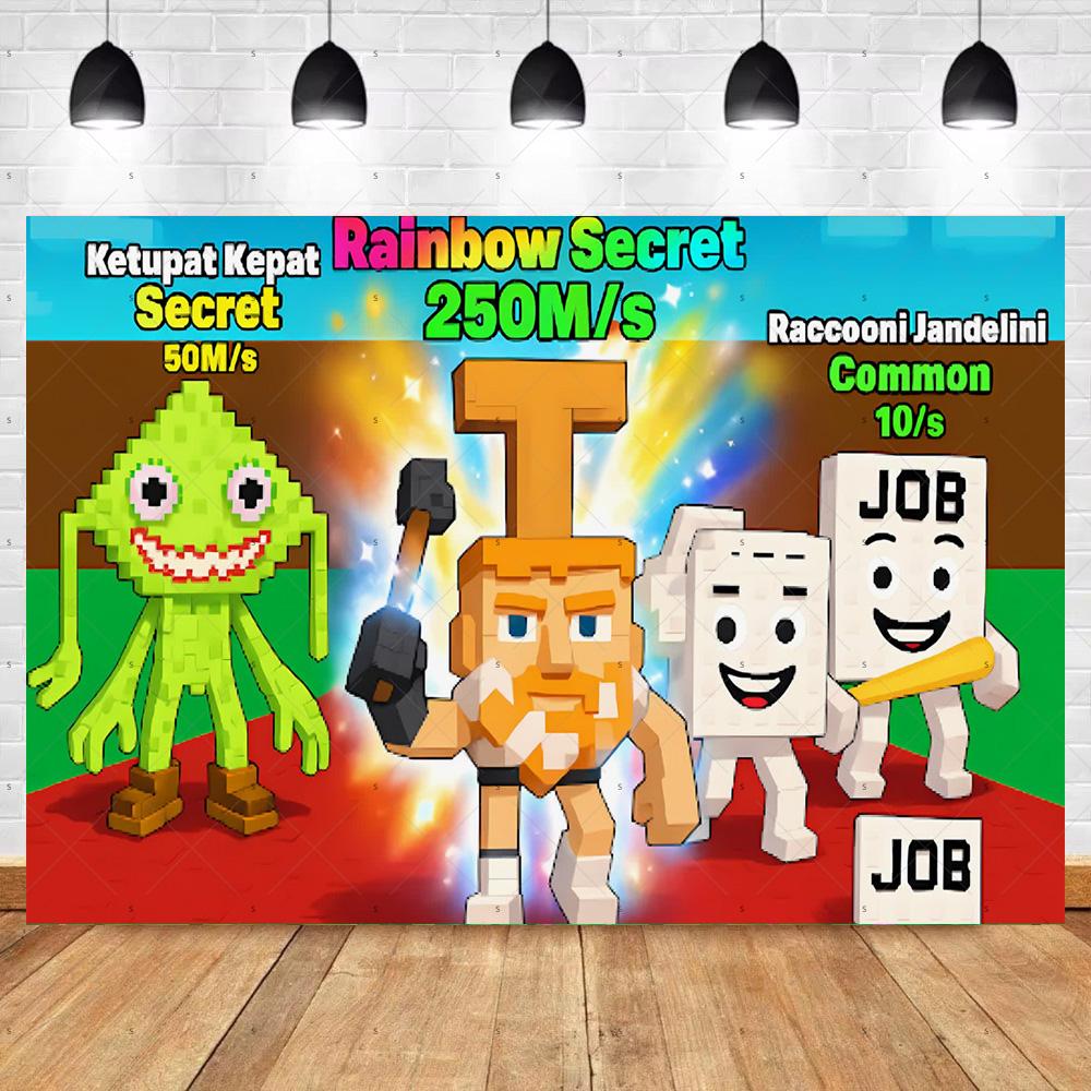 Steal N Catch The Brainrot Birthday Party Decorations Number Balloon Cake Topper Popular Game Background Party Supplies Kid Gift