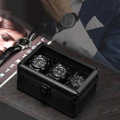 3-Piece Aluminum Watch Box: Multi-Color Storage with Transparent Lid & 3 Slots