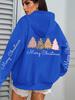 Merry Christmas Leopard Print Women's Hoodie Sweatshirt with Tree Pattern