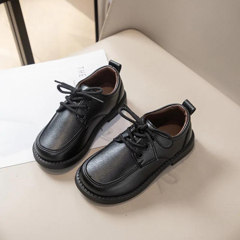 

Spring Autumn Children Leather Shoes School New Black Boys Causal Formal Dress Shoes Fashion Versatile Kids Uniform Flat Shoes 26