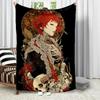 Anime Red-Haired Gothic Art Flannel Printed Blanket Suitable for All Seasons Suitable for Living Room Office Sofa and Travel